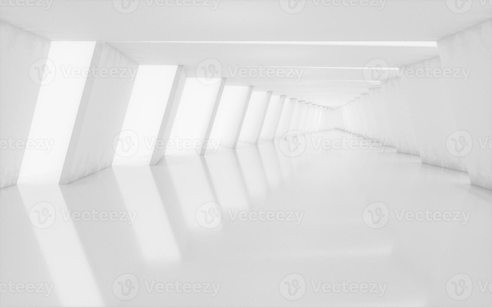 White tunnel with light from the left, 3d rendering. photo