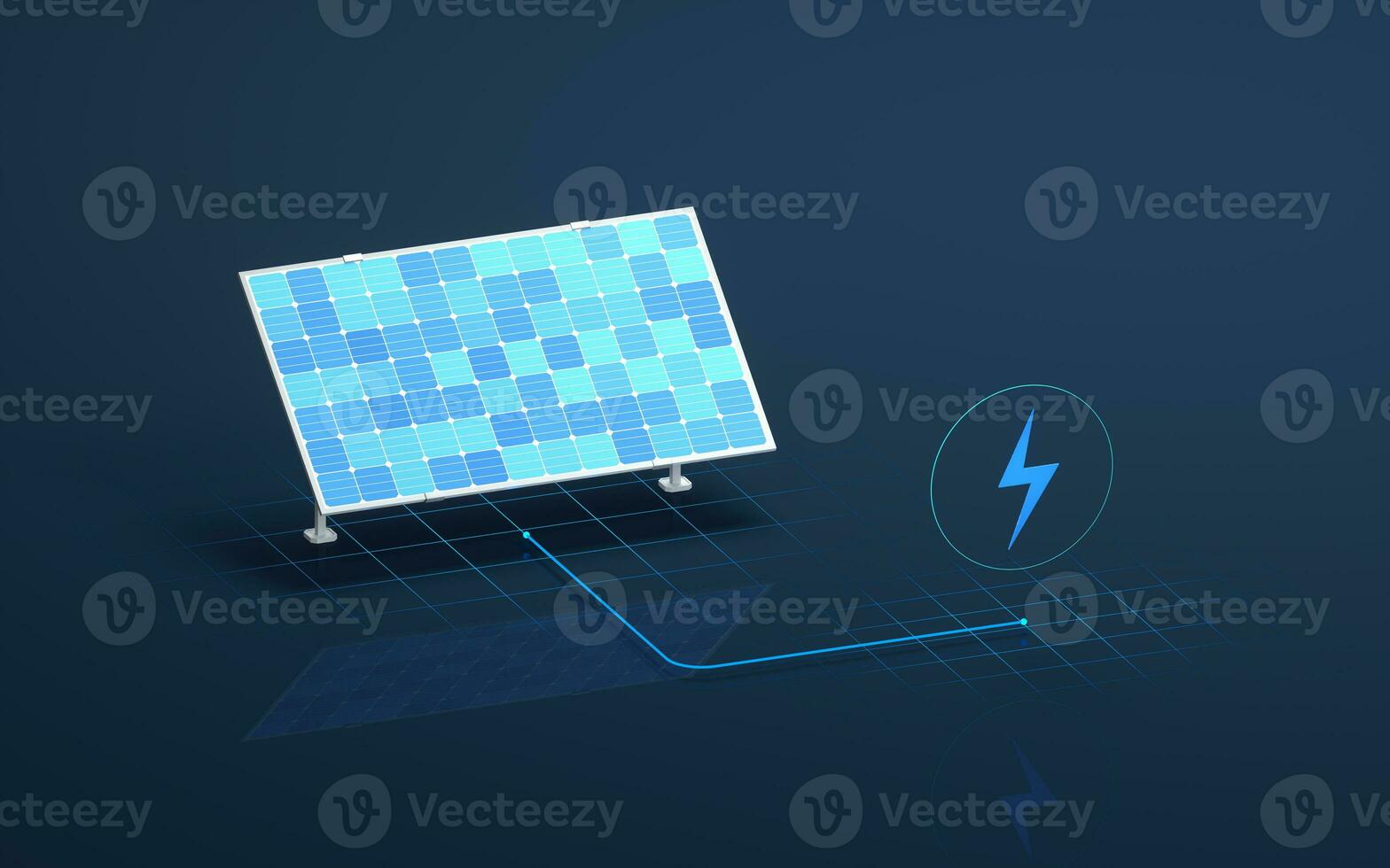 Solar panel, solar energy, 3d rendering. photo