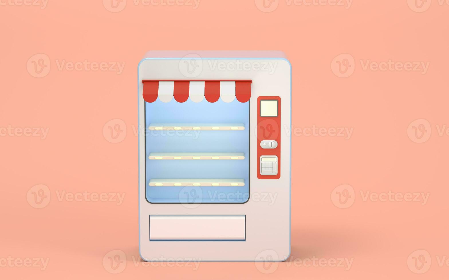 Empty vending machine with pink background, 3d rendering. photo