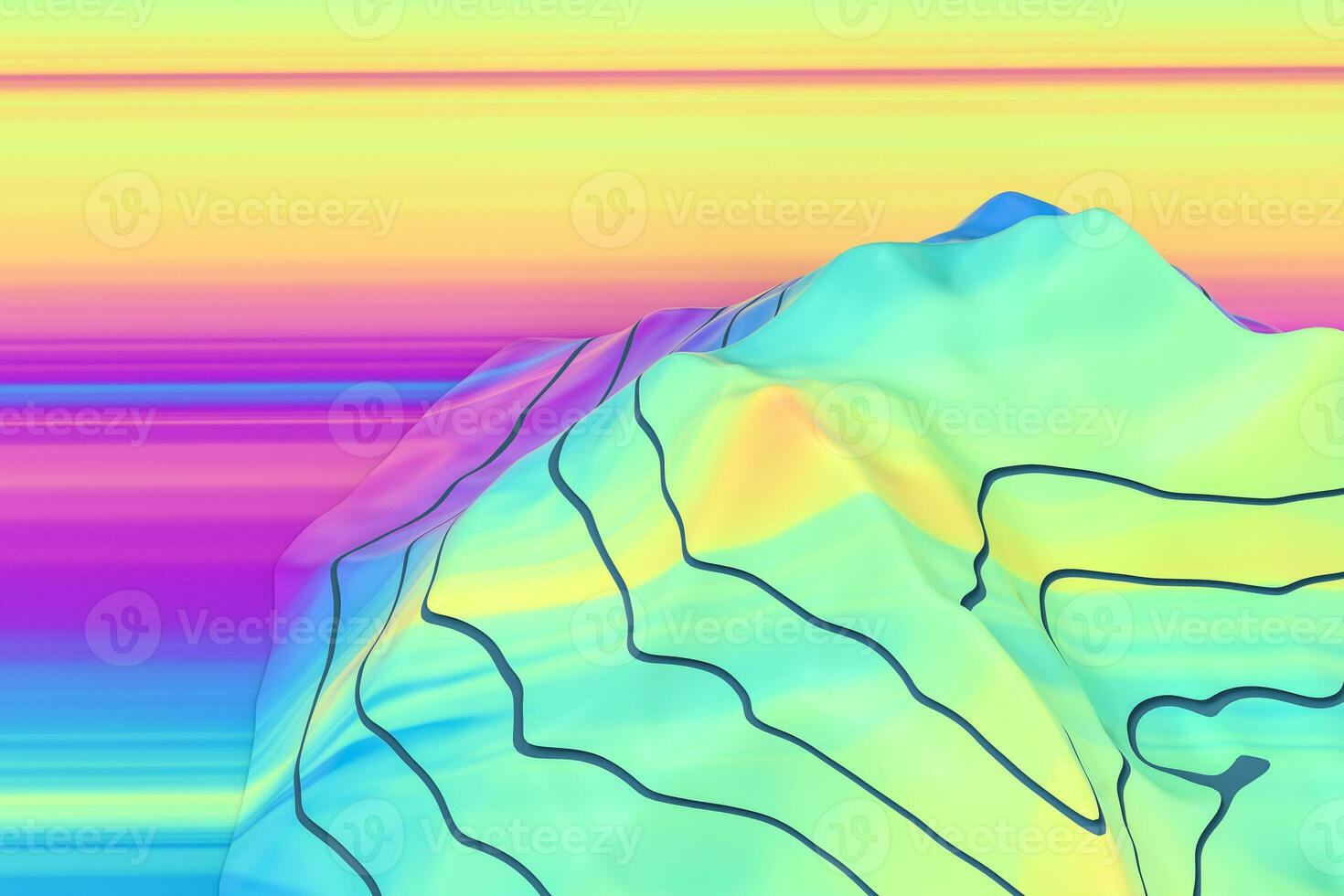 Topographic map background Valley and mountain, 3d rendering. photo