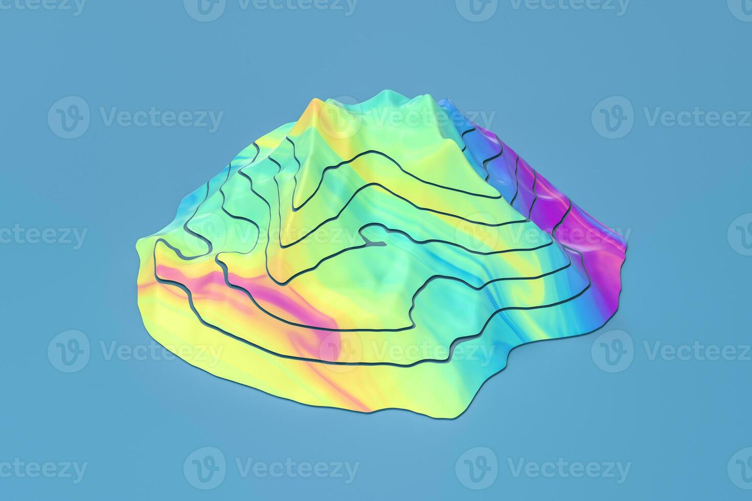Topographic map background Valley and mountain, 3d rendering. photo