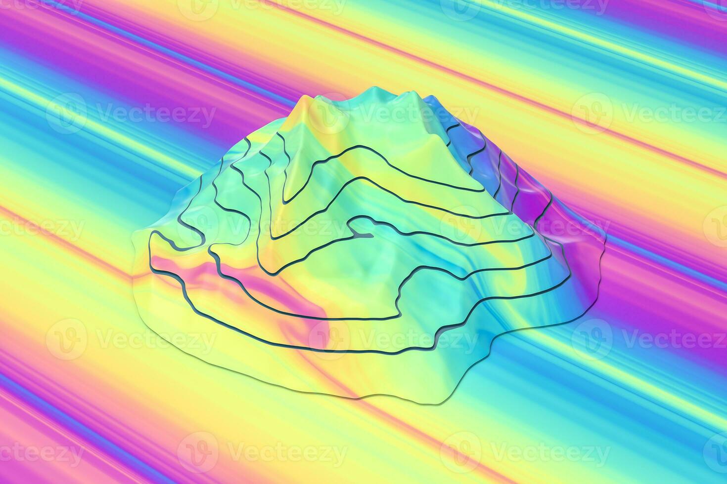 Topographic map background Valley and mountain, 3d rendering. photo