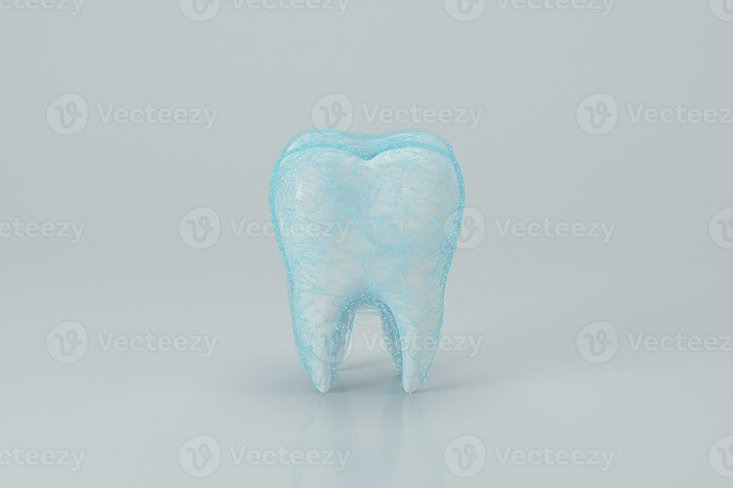 blanco diente con azul protector película en él, 3d representación. foto