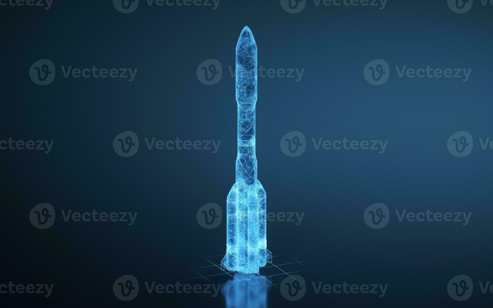 Rocket with blue background, 3d rendering. photo
