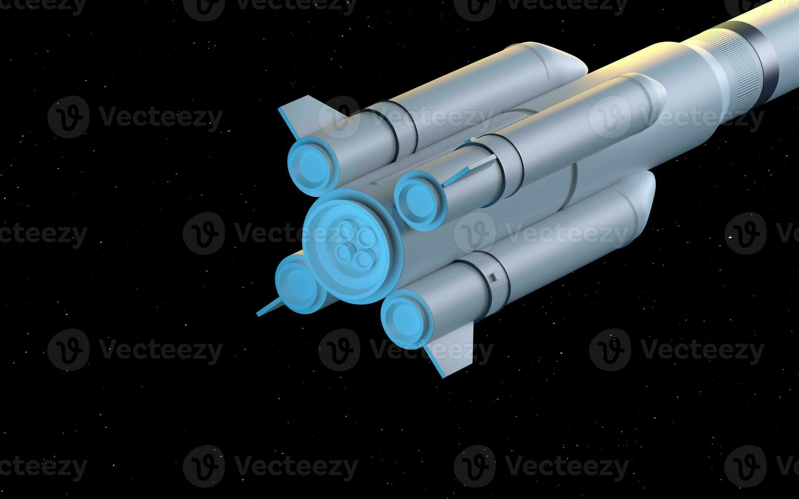 Rocket in the space, 3d rendering. photo