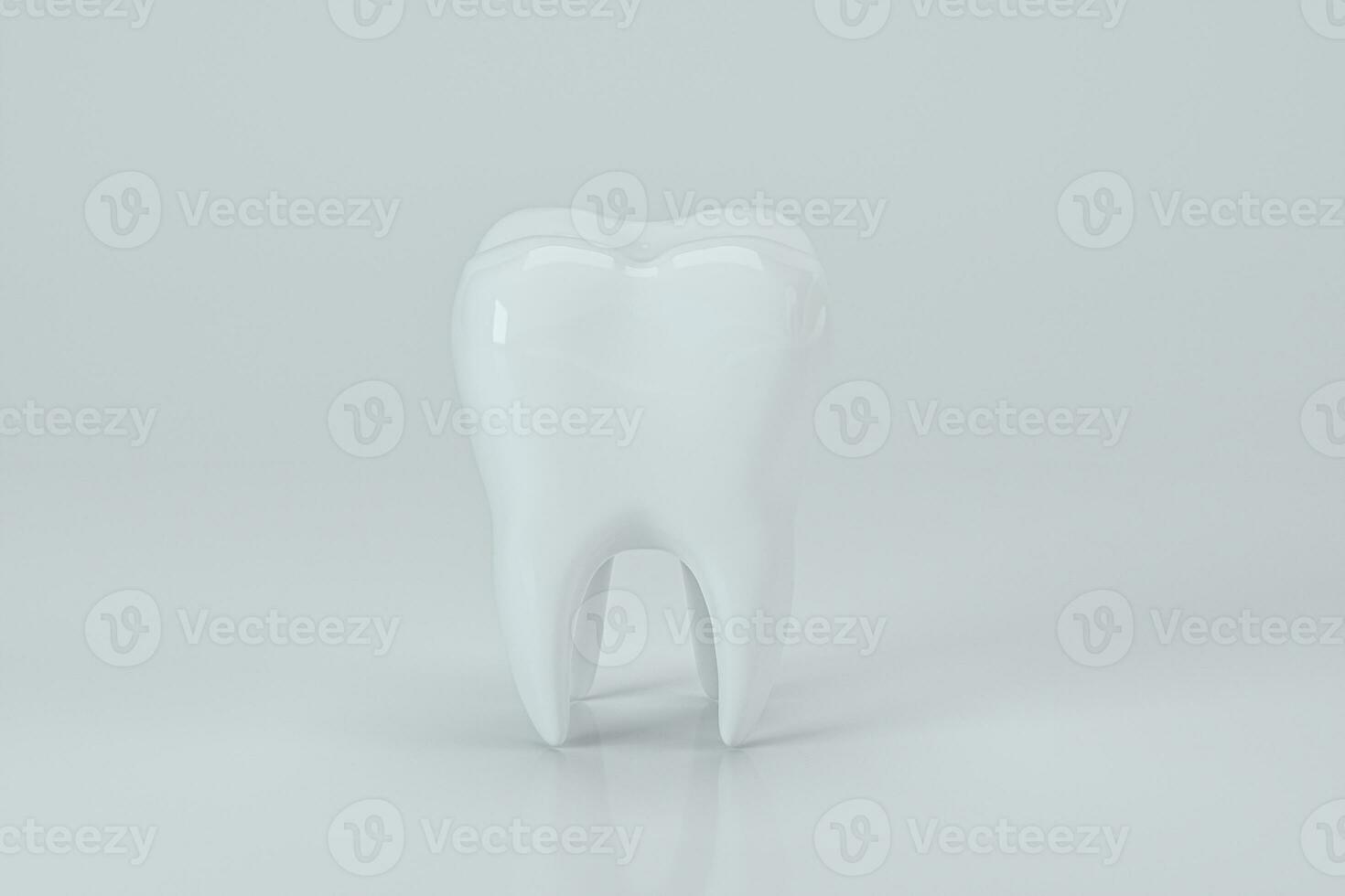 White tooth with white background, 3d rendering. photo