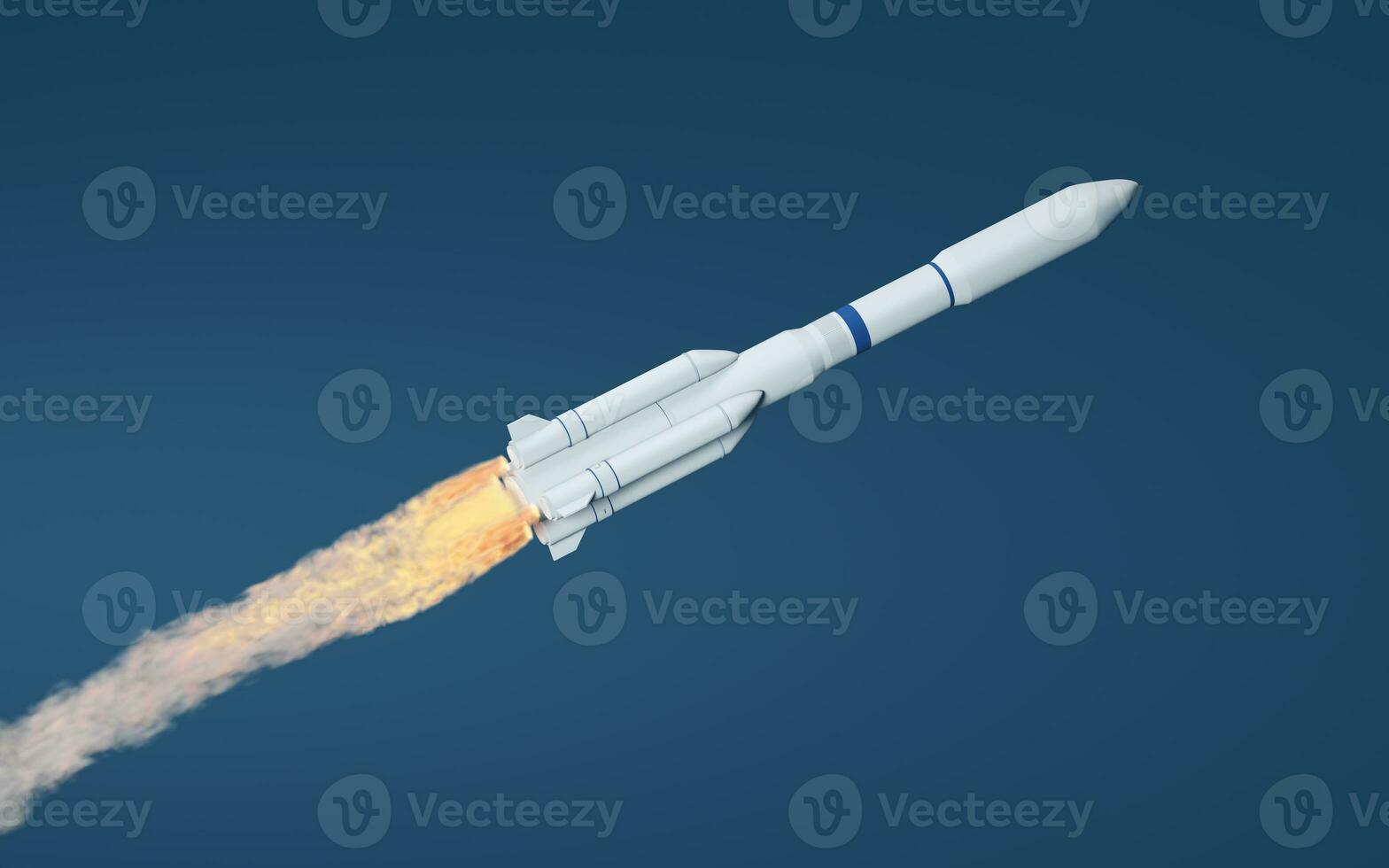 Rocket with blue background, 3d rendering. photo