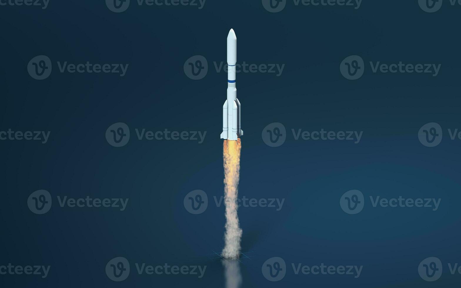 Rocket with blue background, 3d rendering. photo