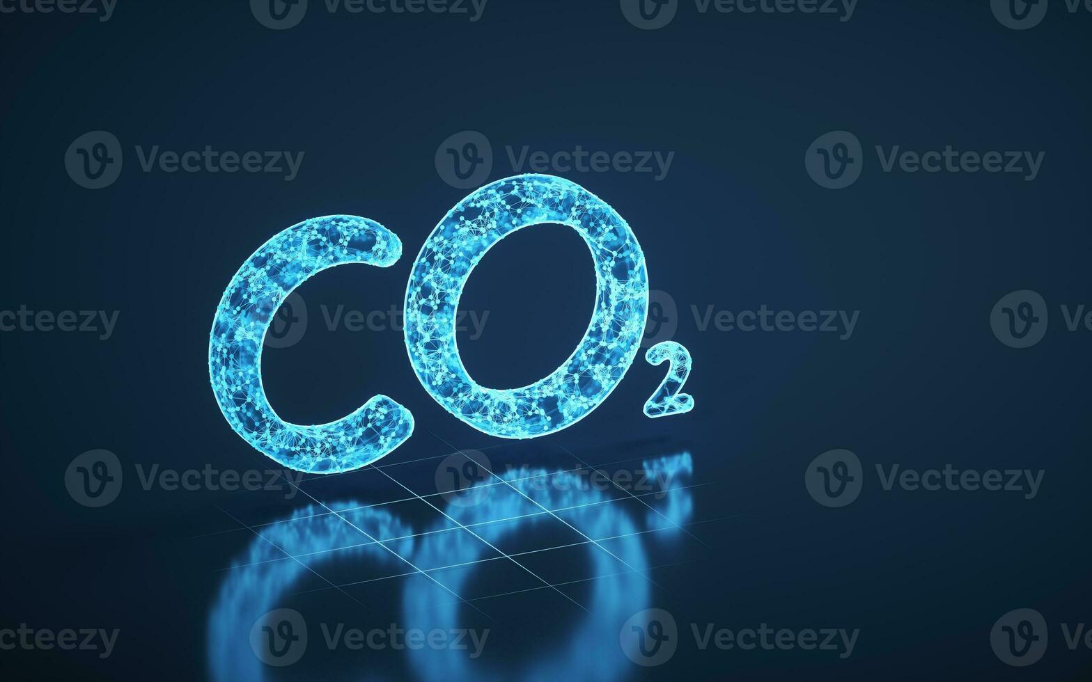 Carbon dioxide and blue glowing lines, 3d rendering. photo