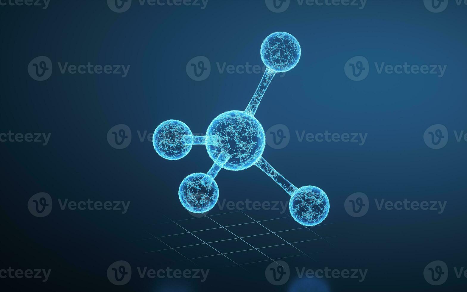 The blue lines and glowing molecules, 3d rendering. photo