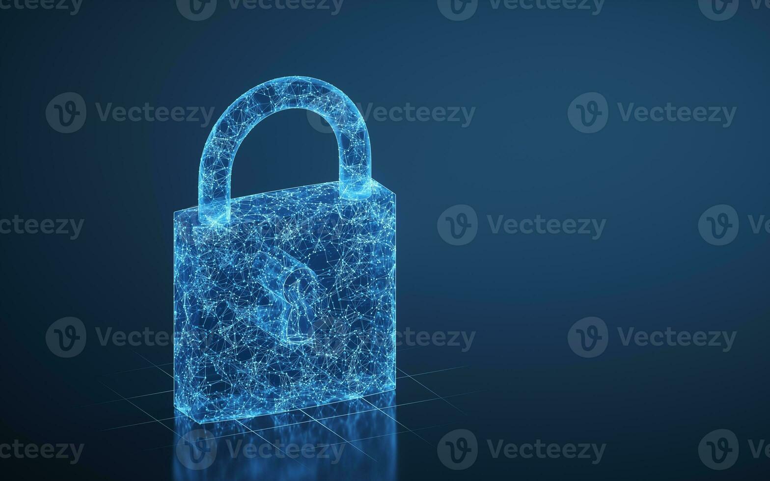 Lock with blue lines background, 3d rendering. photo