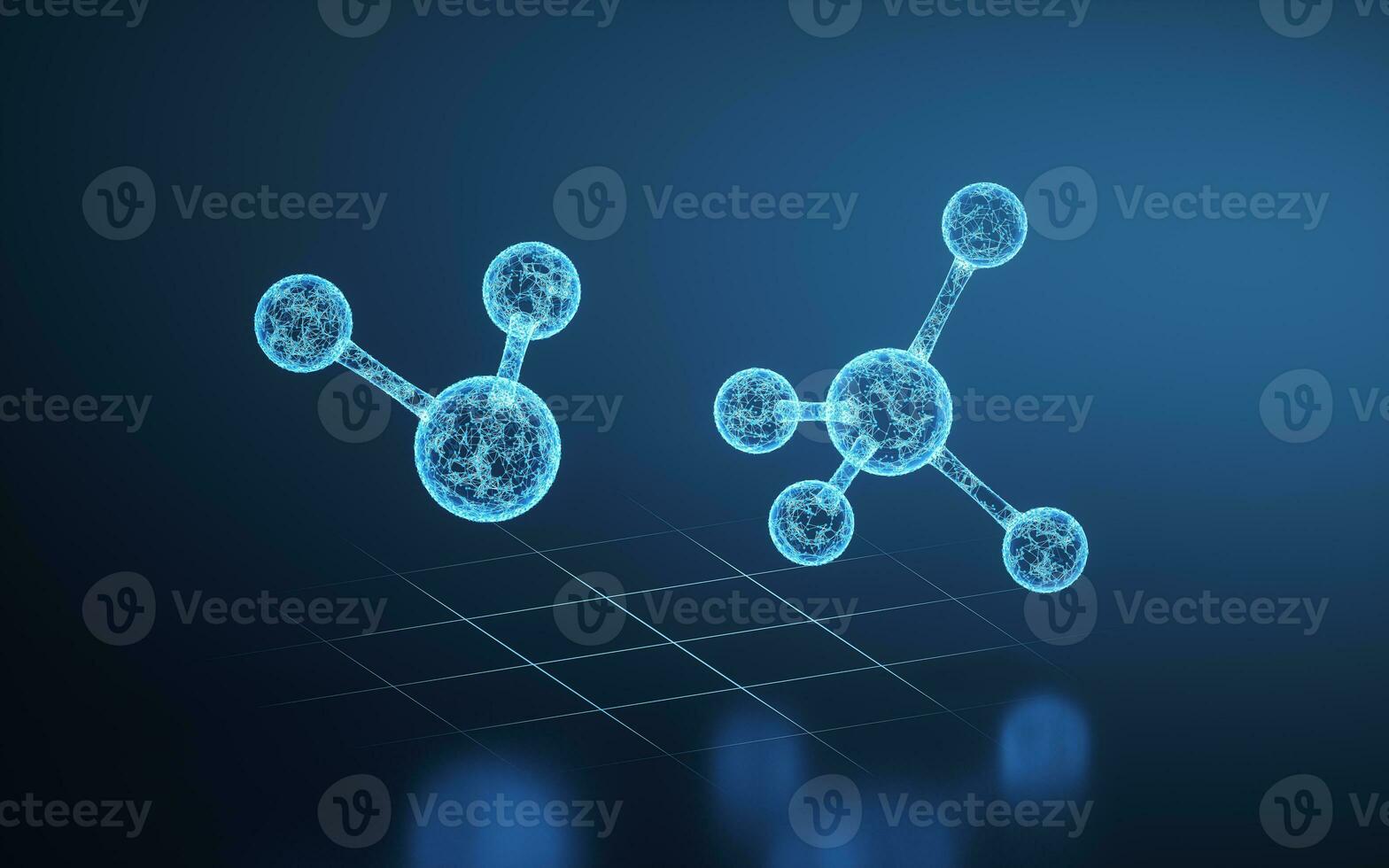The blue lines and glowing molecules, 3d rendering. photo