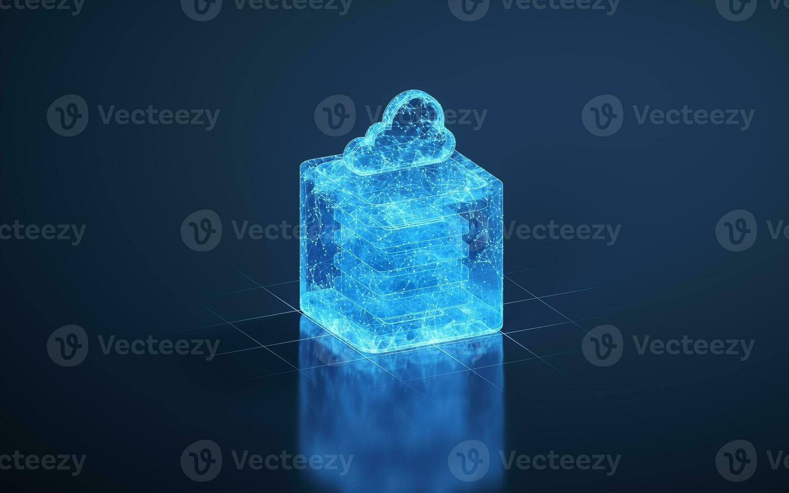 Cloud computing and cube with dark background, 3d rendering. photo