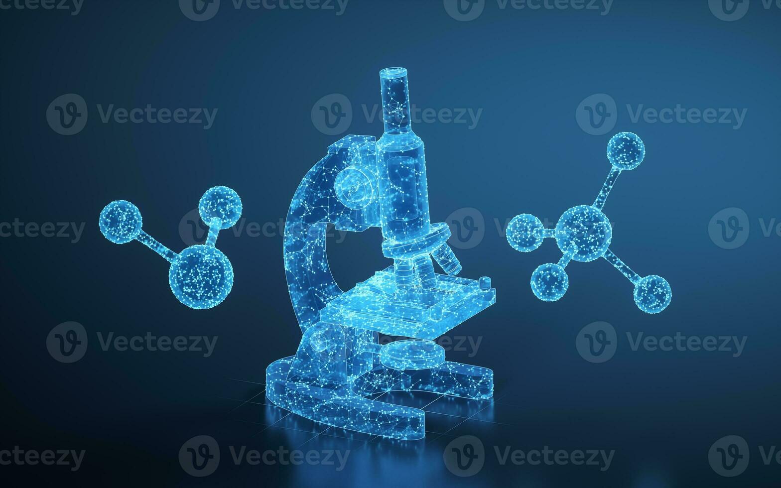 Glassware and microscope in the laboratory, 3d rendering. photo