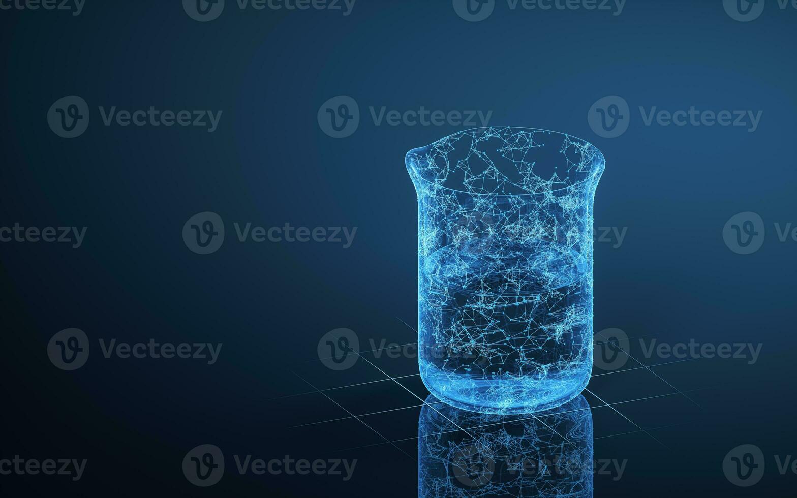 Beaker and blue luminous lines, 3d rendering. photo