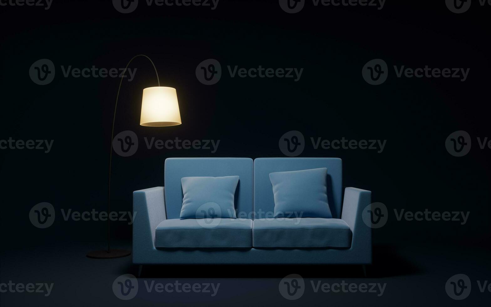 Sofa with dark background, 3d rendering. photo