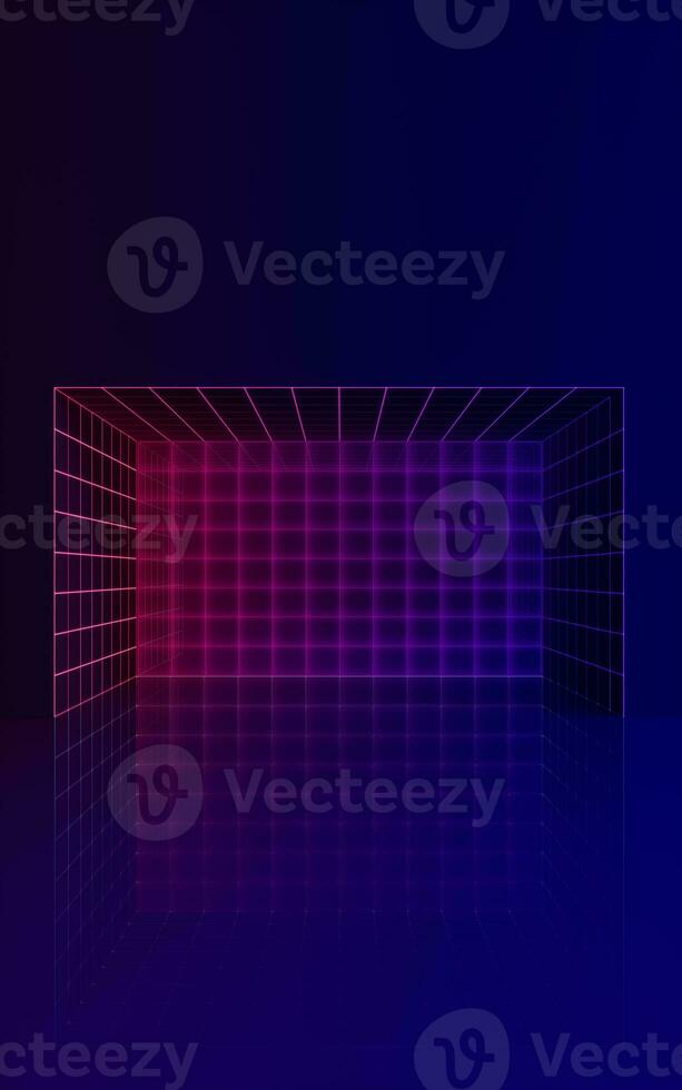 Grid lines and neon lines, 3d rendering. photo
