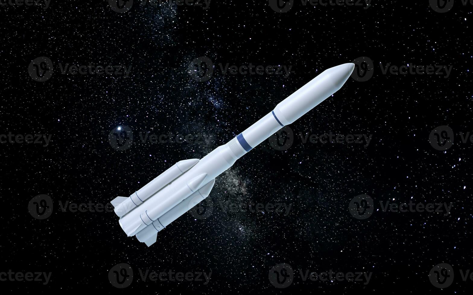 Rocket and nebula, 3d rendering. photo