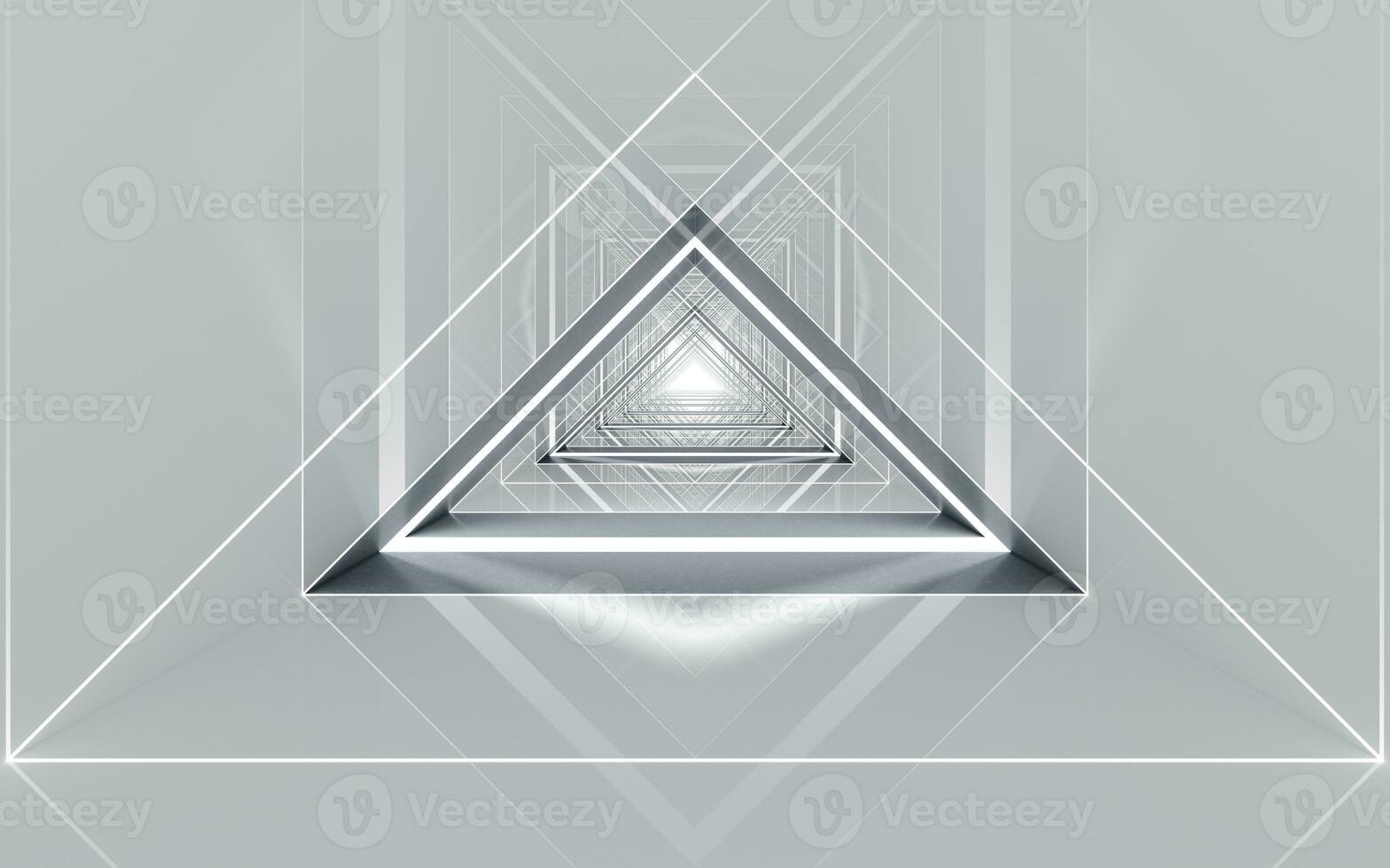 Triangular tunnel, futuristic concept, 3d rendering. photo