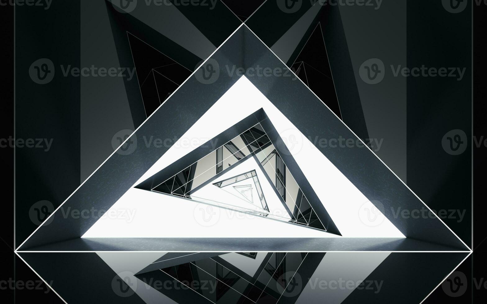 Triangular tunnel, futuristic concept, 3d rendering. photo