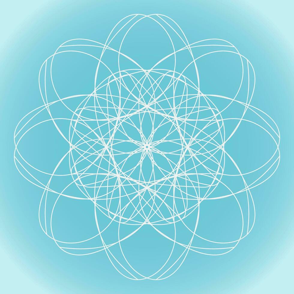 Snowflake vector abstract shape on blue gradient background