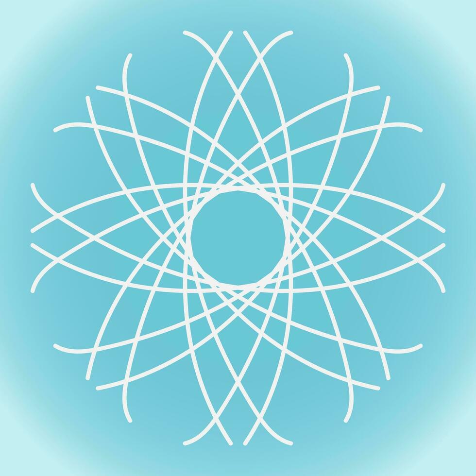 Snowflake vector abstract shape on blue gradient background