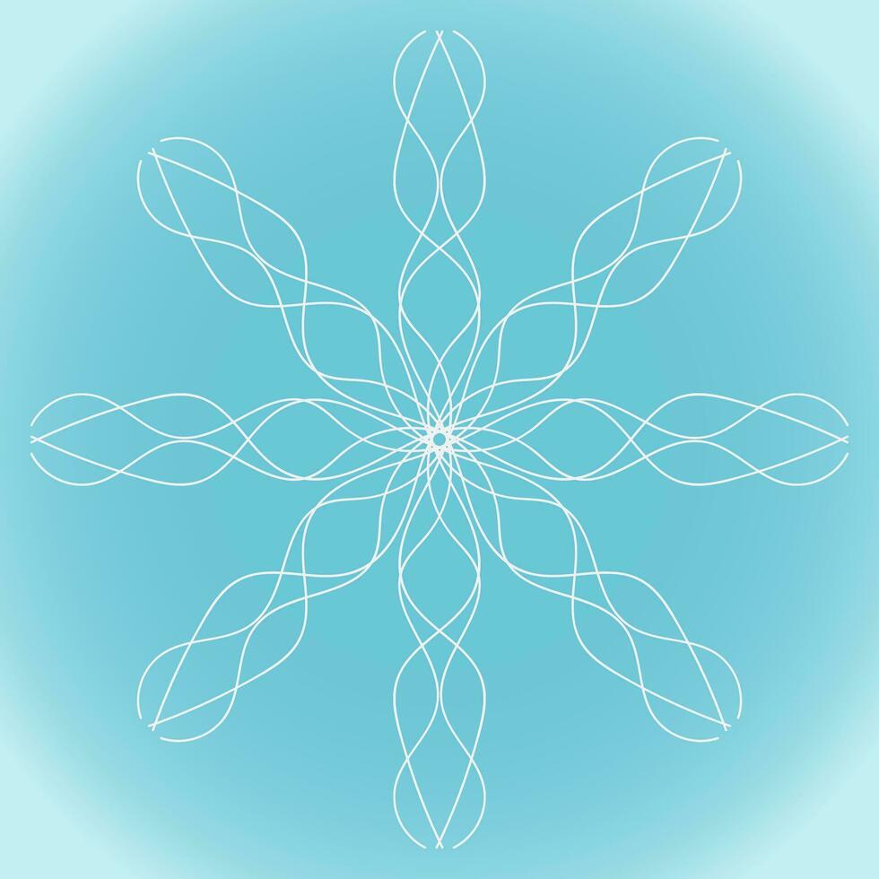 Snowflake vector abstract shape on blue gradient background