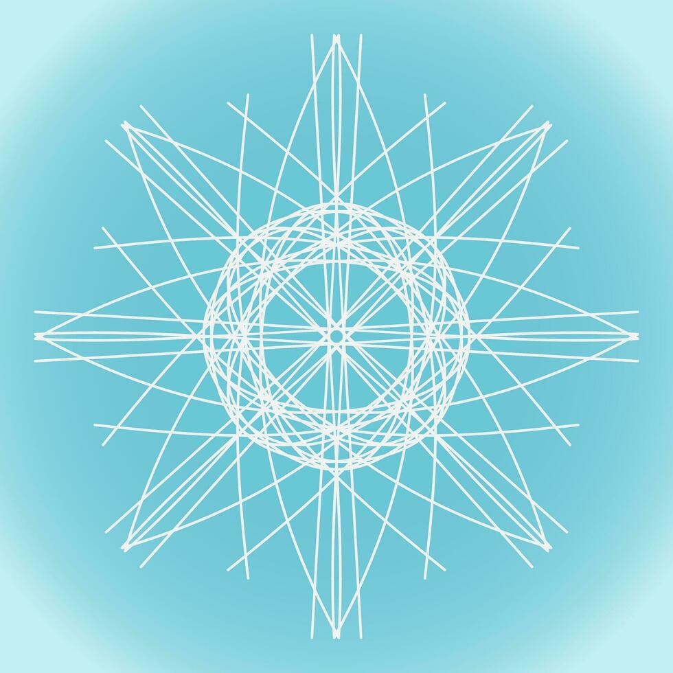 Snowflake vector abstract shape on blue gradient background
