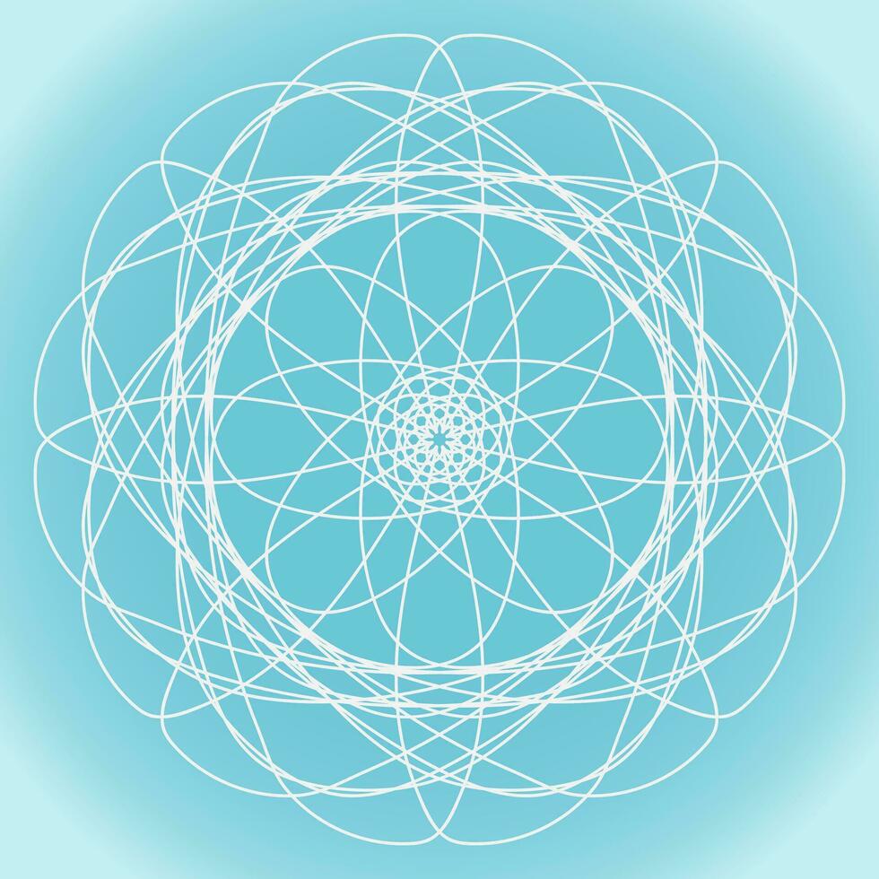 Snowflake vector abstract shape on blue gradient background