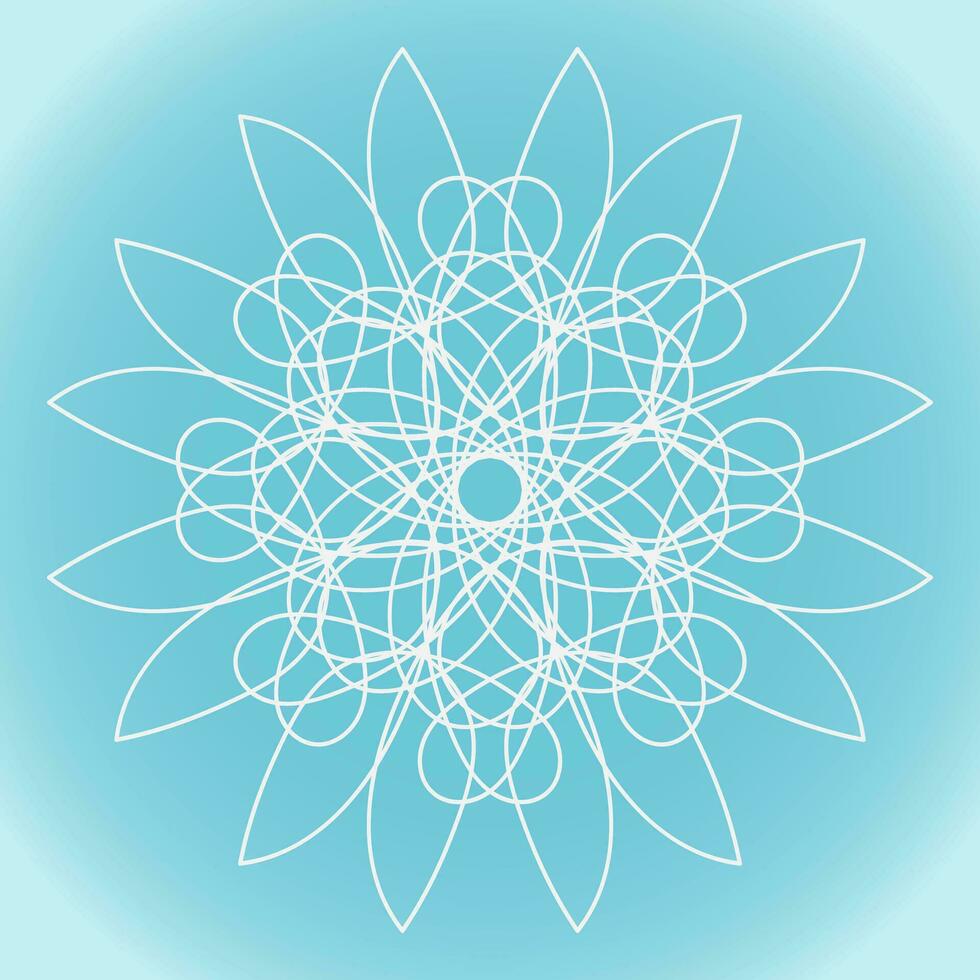 Snowflake vector abstract shape on blue gradient background