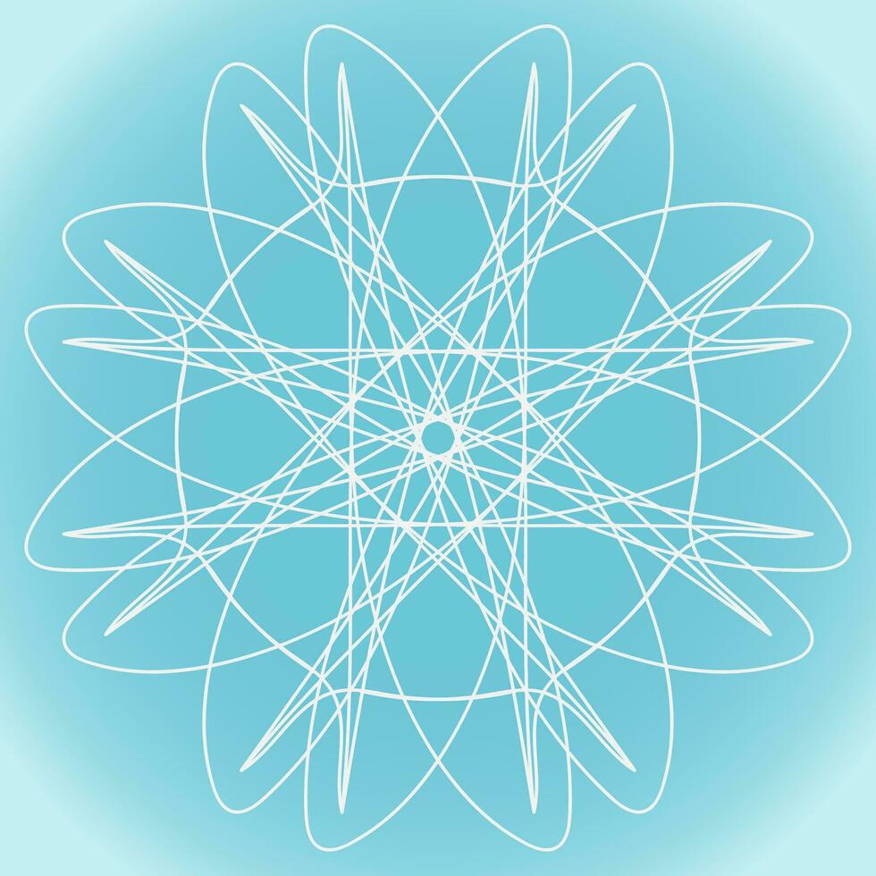 Snowflake vector abstract shape on blue gradient background