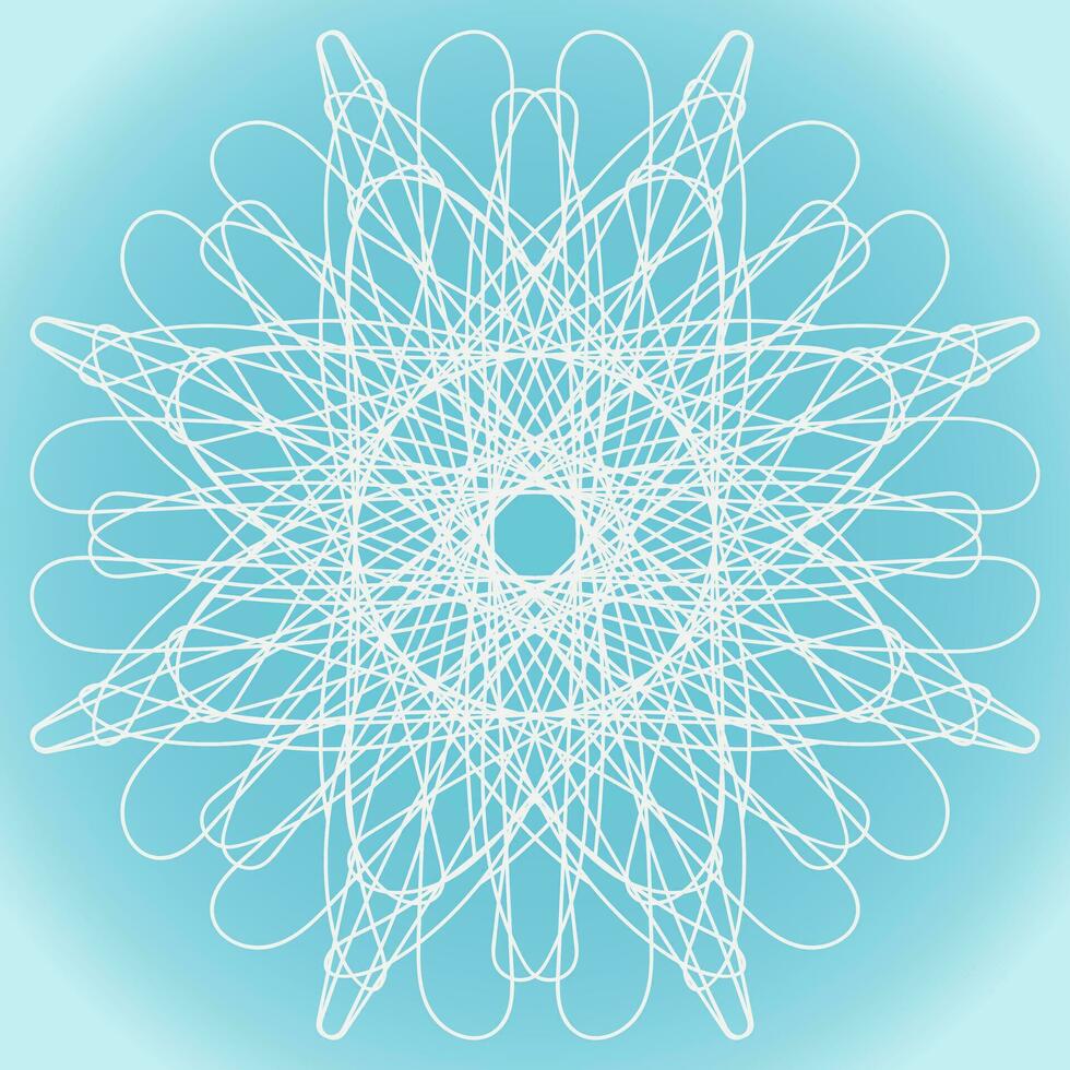 Snowflake vector abstract shape on blue gradient background
