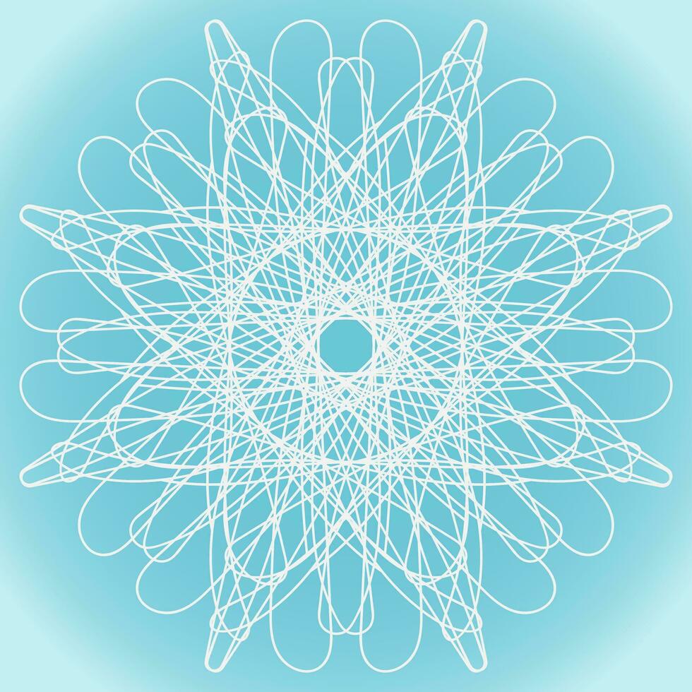 Snowflake vector abstract shape on blue gradient background