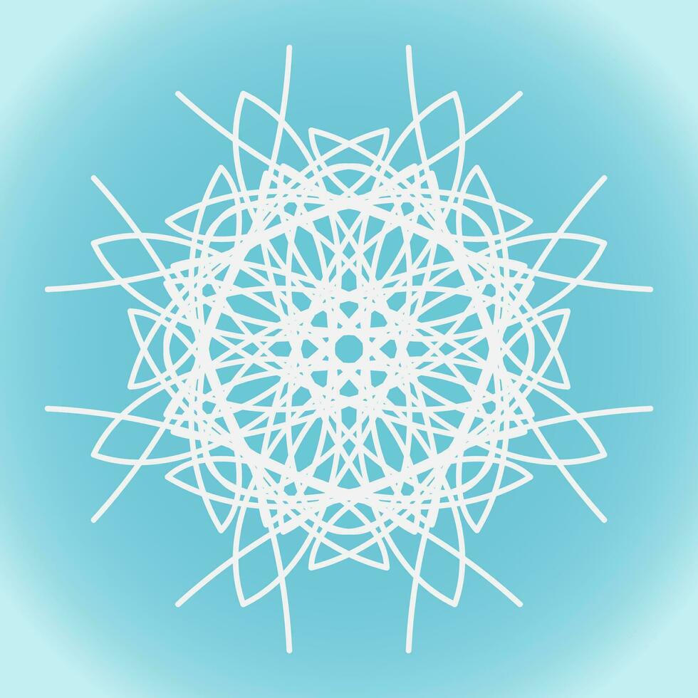 Snowflake vector abstract shape on blue gradient background