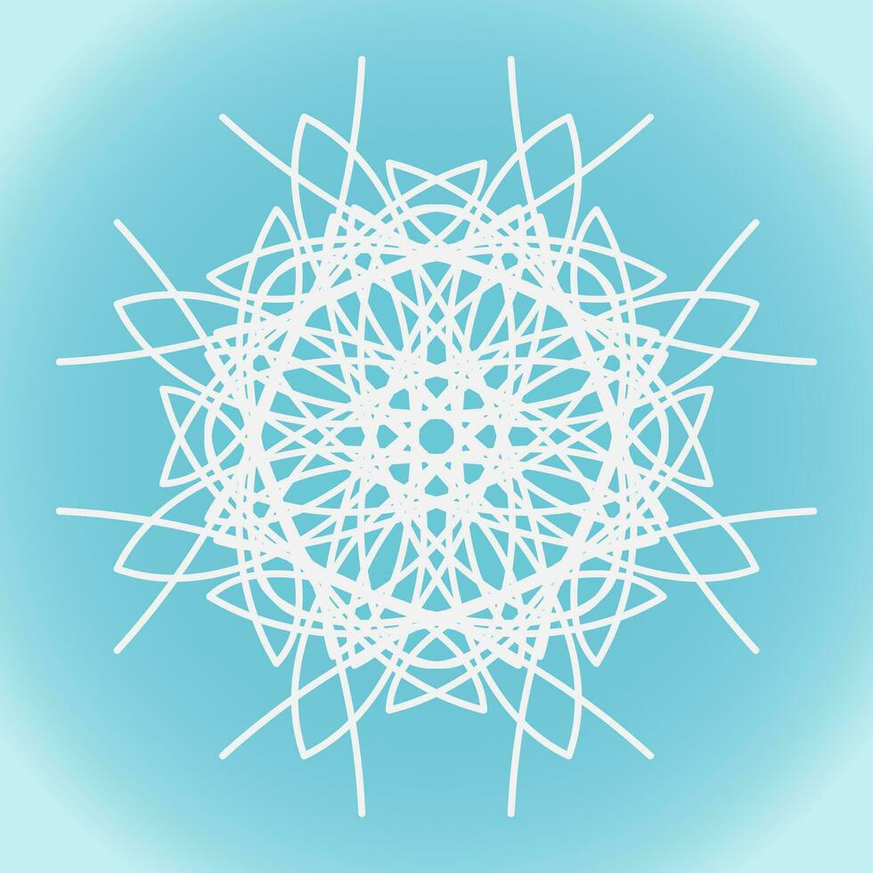 Snowflake vector abstract shape on blue gradient background