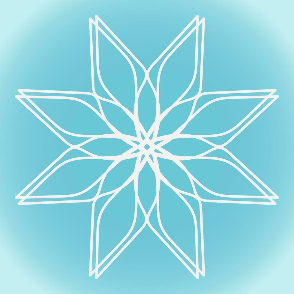 Snowflake vector abstract shape on blue gradient background