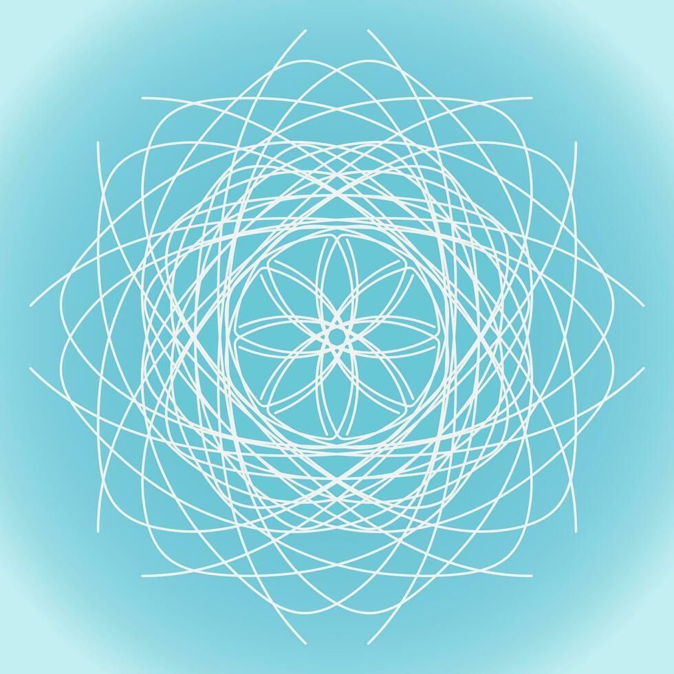 Snowflake vector abstract shape on blue gradient background