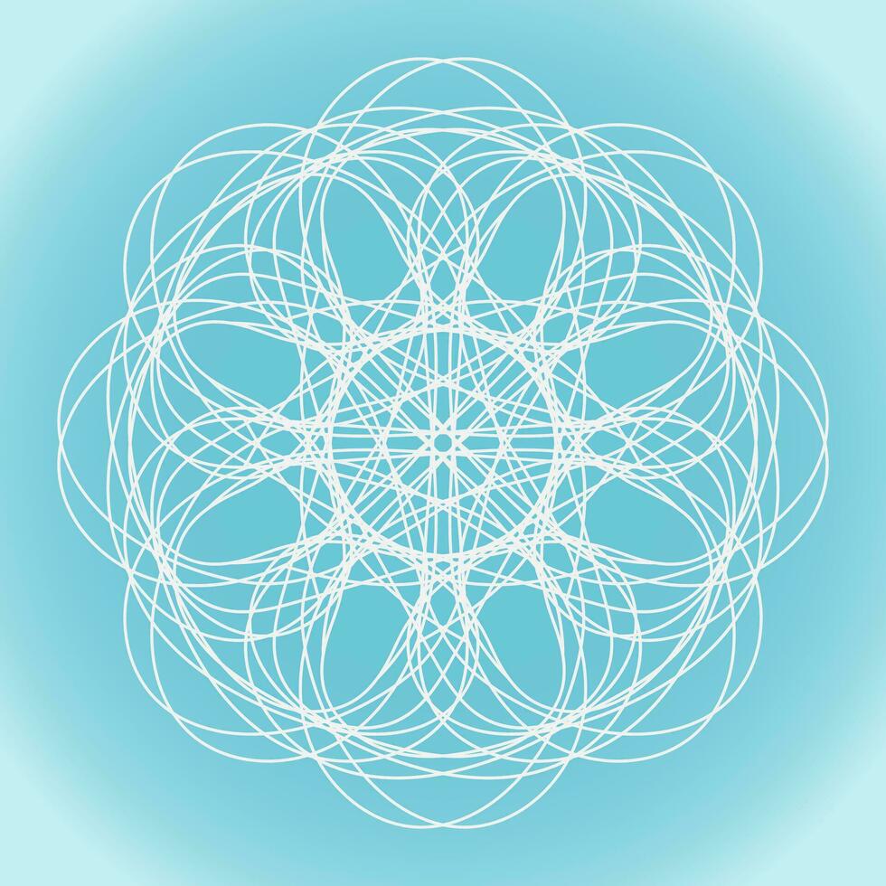 Snowflake vector abstract shape on blue gradient background