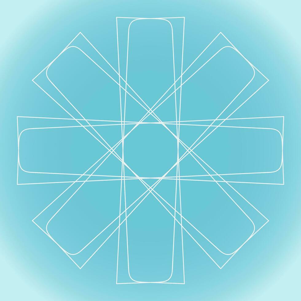 Snowflake vector abstract shape on blue gradient background