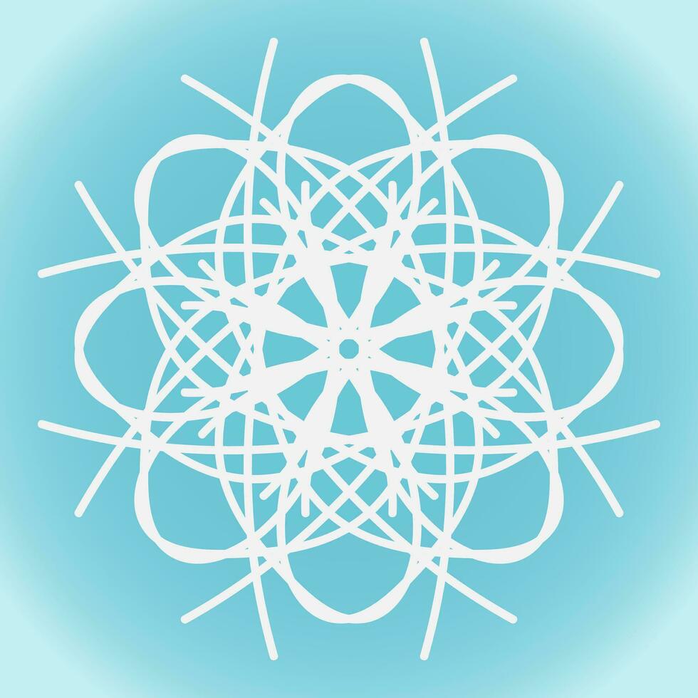 Snowflake vector abstract shape on blue gradient background