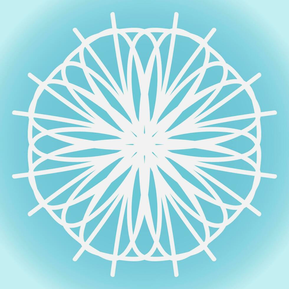 Snowflake vector abstract shape on blue gradient background