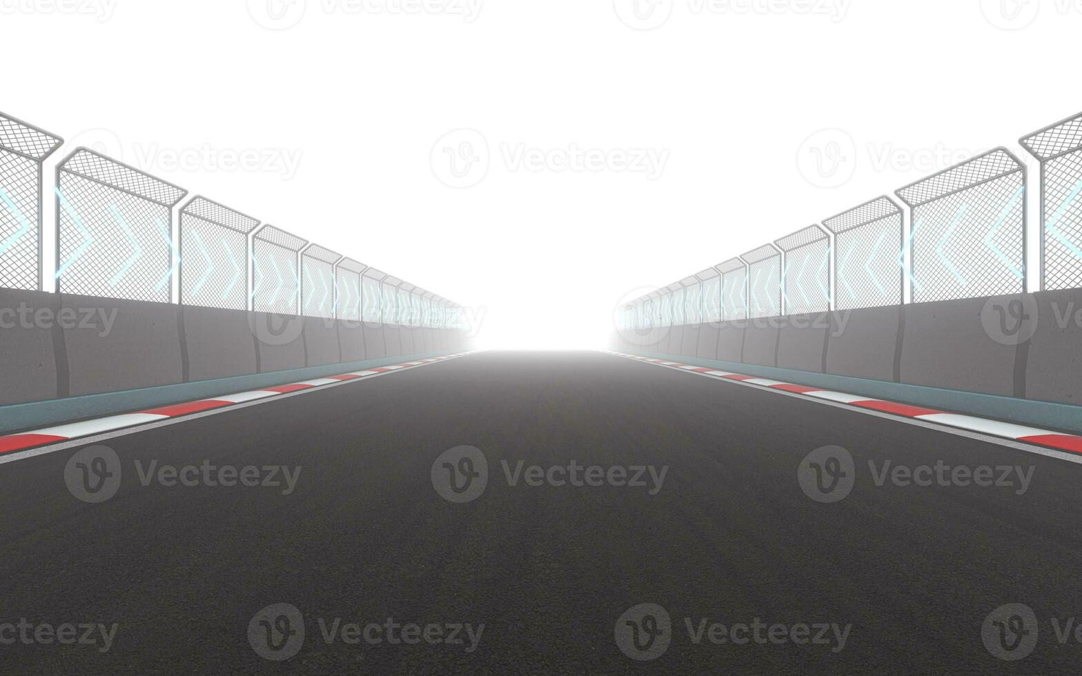 View of the infinity empty asphalt international race track, 3d rendering. photo