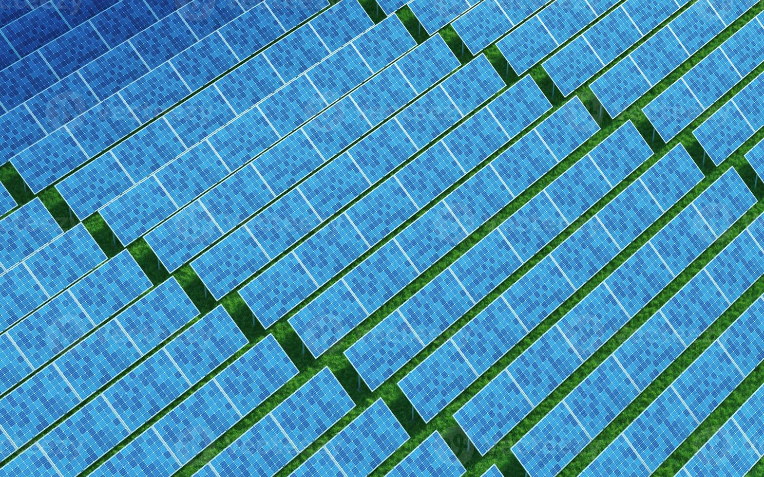 Solar panel, solar energy, 3d rendering. photo