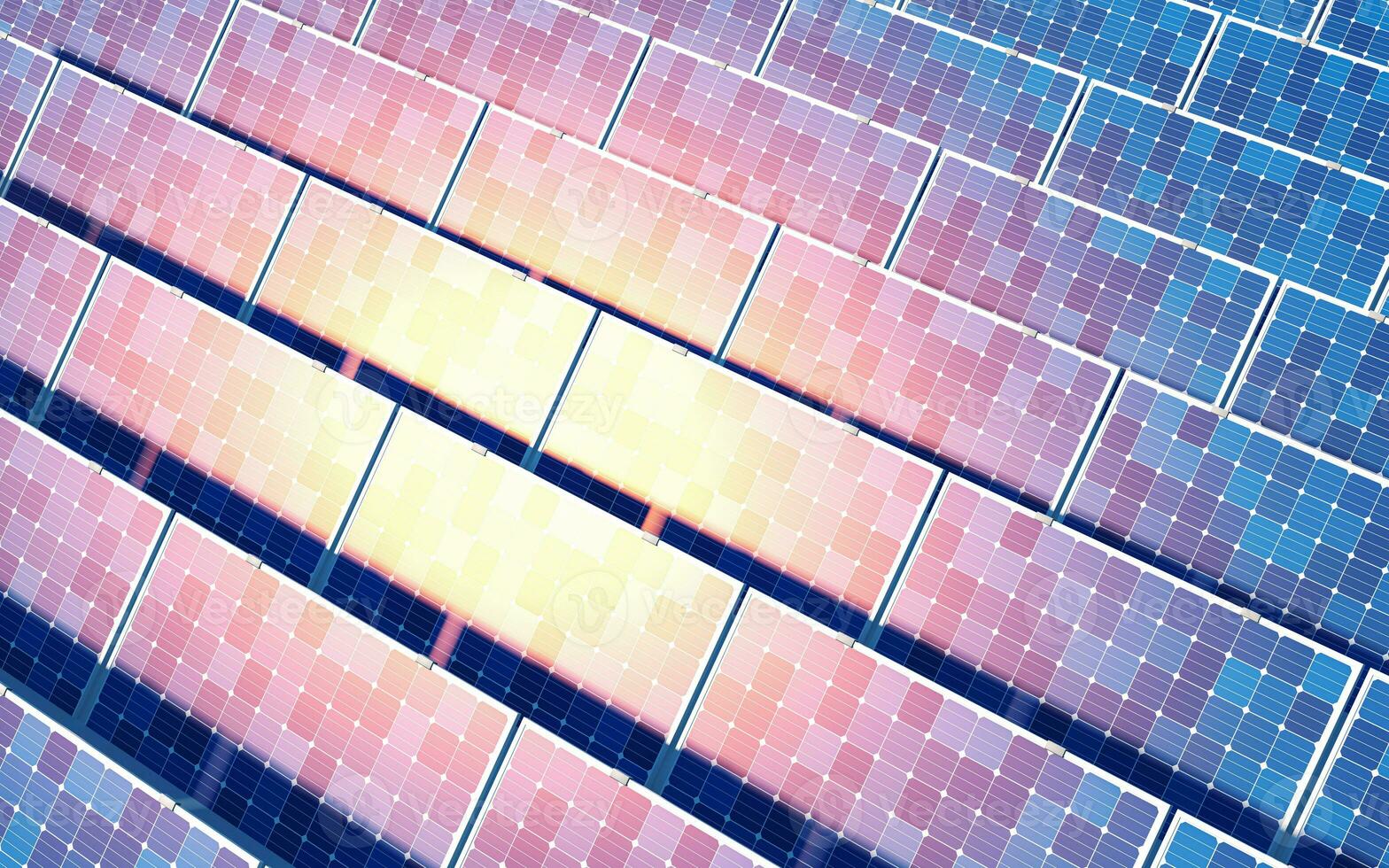 Solar panel, solar energy, 3d rendering. photo
