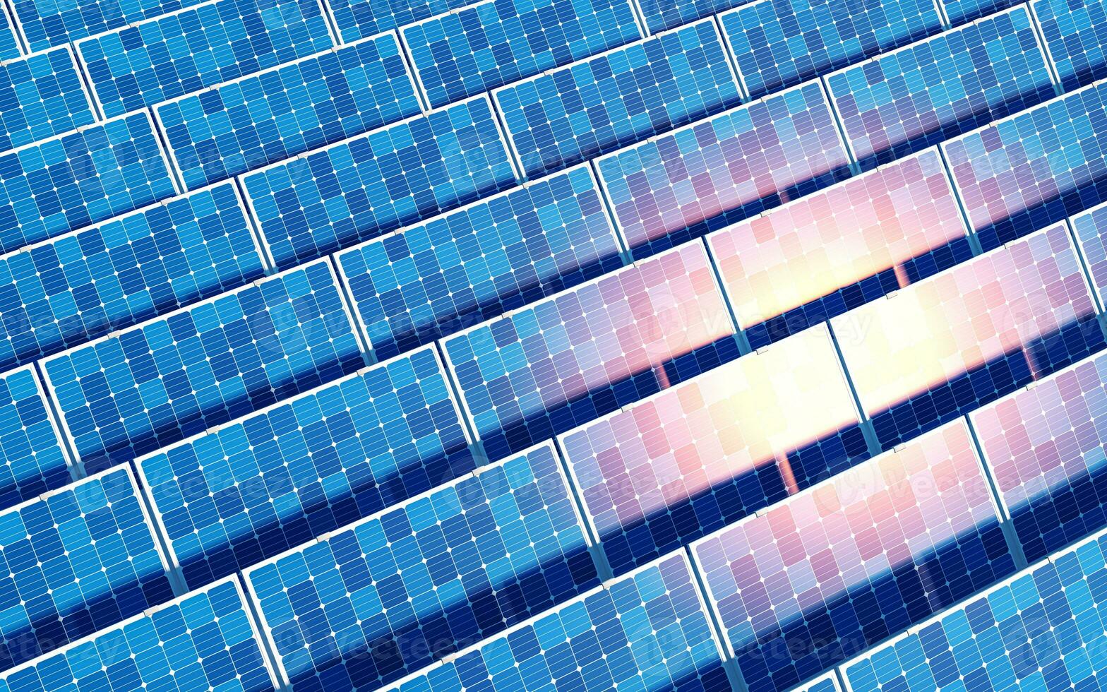 Solar panel, solar energy, 3d rendering. photo