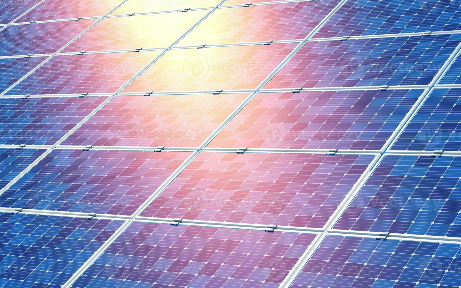Solar panel, solar energy, 3d rendering. photo
