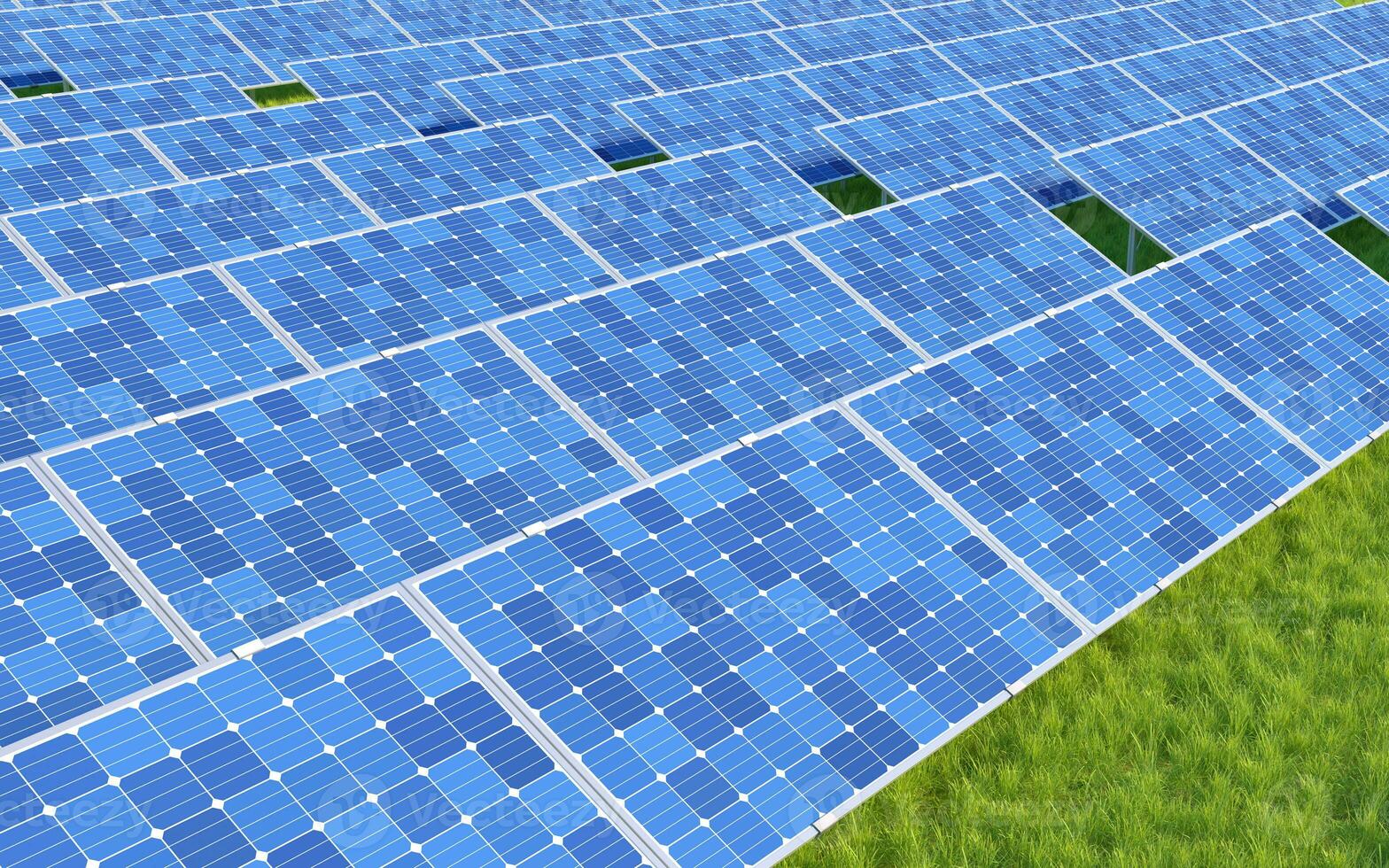 Solar panel, solar energy, 3d rendering. photo