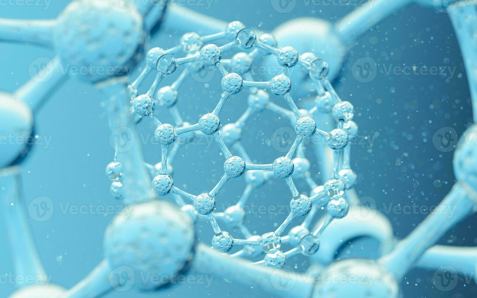 Chemical molecule with blue background, 3d rendering. photo