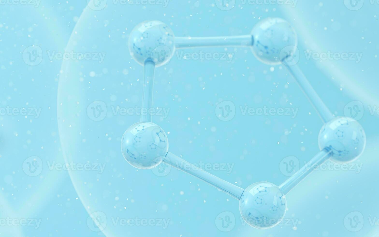 Chemical molecule with blue background, 3d rendering. photo