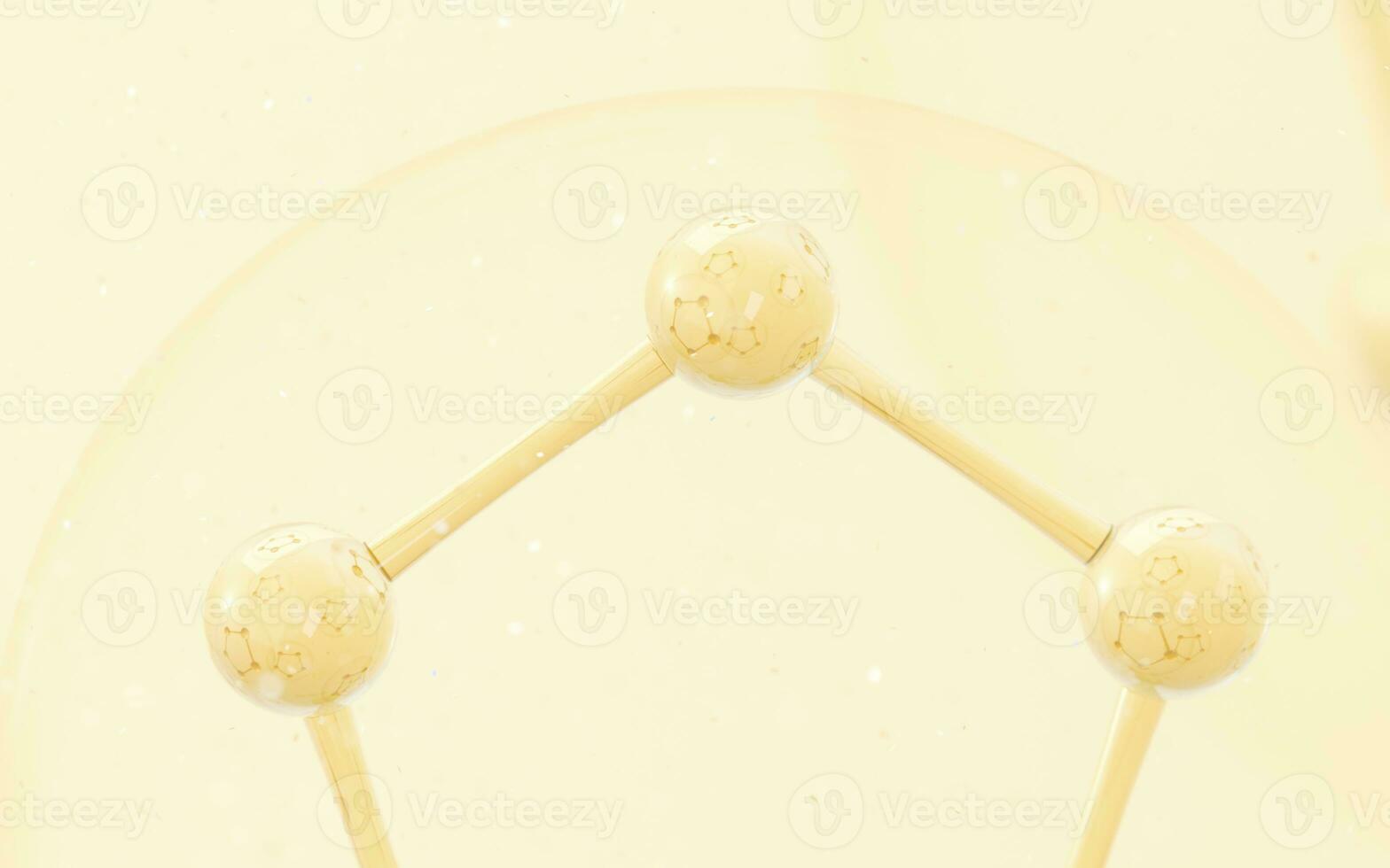 Cell structure with golden background, 3d rendering. photo